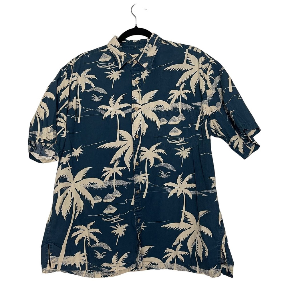 Cooke Street Honolulu Men’s Palm Tree Print Button Up Shirt Size Large